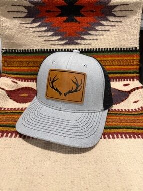 Men's Grey Trucker Cap with Antler Patch